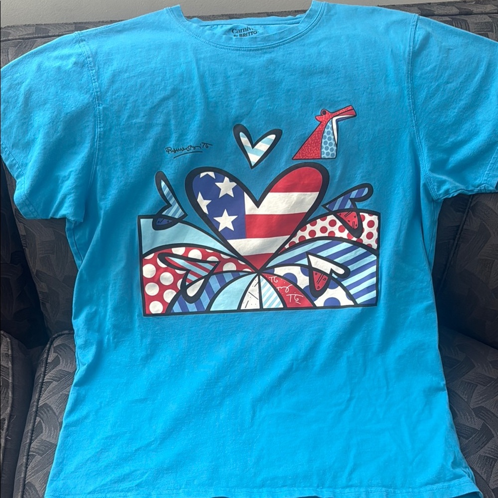 Britto Carnival collector’s Heart Design Tshirt 2 items for $25 Sale